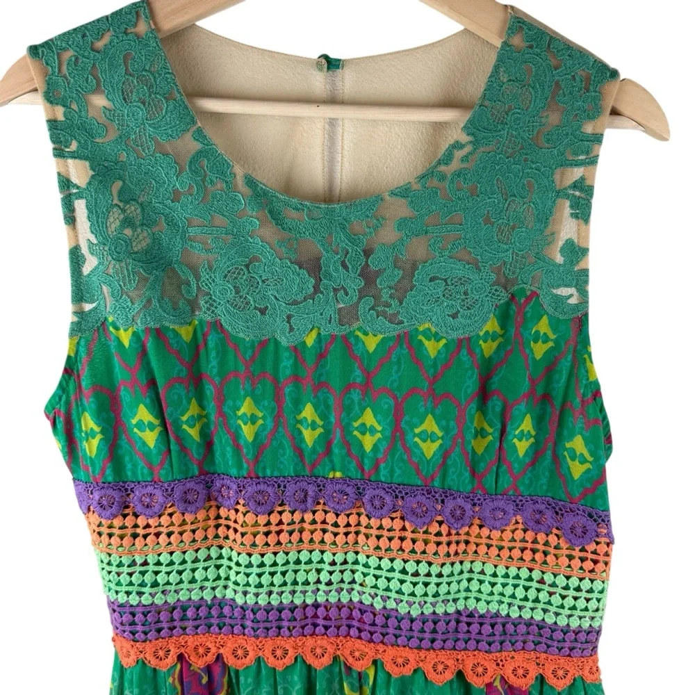 HEMANT & NANDITA Green and Yellow Printed Maxi Dress - Picture 5 of 13